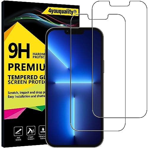 Image of 4youquality Screen Protector for iPhone 13 Pro Max & iPhone 14 Plus (6.7-Inch), Tempered Glass Film, 2-Pack, [LifetimeSupport][Impact-Resistant][Anti-Shatter][Anti-Scratch]