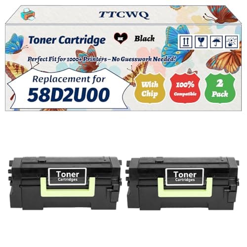 Image of Compatible for Lexmark 58D2U00 Toner Cartridge Work for Lexmark MS725 MS823 MS825 MS826 MX722 MX822 MX826 Printers, with Chip, High Yield 55000 Pages, High-Definition Printing (2-Pack Black)