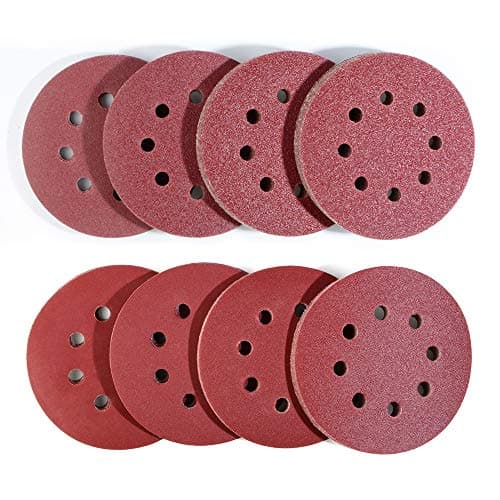 Image of 80pcs 125mm Sanding Discs, Hook and Loop 10 x 40/60/80/120/180/240/320/400 Mixed Grit, 8 Hole 5 Inch Round Sanding Discs Pads for Random Orbital Sander by Taspire
