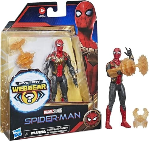 Image of Spider-Man Hasbro Iron Spider Action Figure 15cm Mystery Web Gear, Movie No Way Home Inspired for Kids 4 Years and Up Multi-coloured F1916