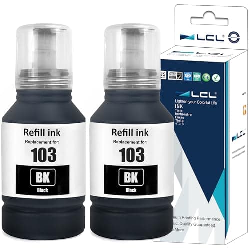 Image of LCL 103 Black High Capacity Ink Bottle Replacement for Epson 103 Ink Cartridge Bottle Multipack Compatible with Epson EcoTank L1200 L1210 L1250 L3100 L3110 L3111 L3116 L3150 L3151 L3156 L3160 (2 Pack)