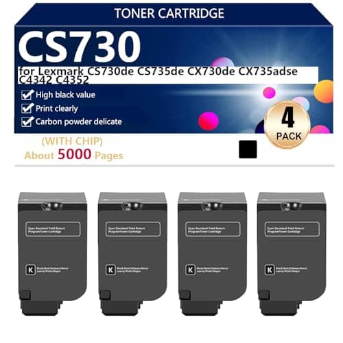 Image of CS730 Toner Cartridge Replacement for Lexmark CS730de CS735de CX730de CX735adse C4342 C4352 Printers, 5000 Pages,Black -4 pack