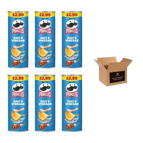 Image of Pringles Potato Crisps – Grab & Go Lunch Snacks | Crunchy, Portable & Resealable Container | Perfect for Kids & Adults, Sharing Crisps (Salt & Vinegar - 165g x 6Pack)