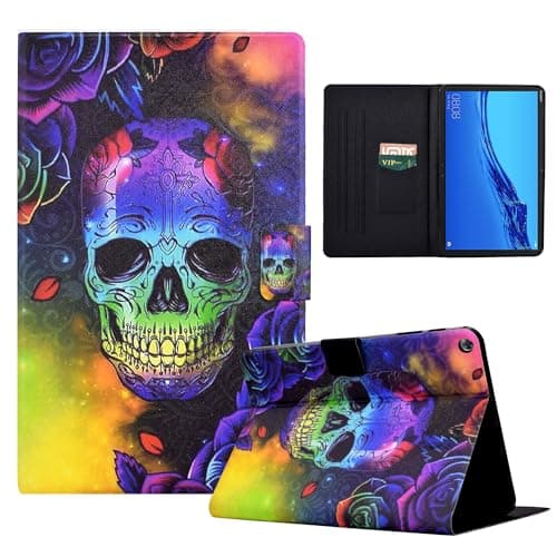 Image of LSPCASA Tablet Case Compatible With Huawei Mediapad M5 Lite 10.1 inch Stand Cover Huawei Mediapad M5 Lite 10.1 Case Protective Shell With Card Slots Bone