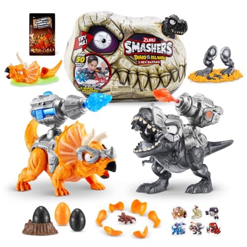 Image of Smashers Dino Island T-Rex Battle Playset, Black Dino Skull, Surprises Inside, Dinosaur Playset, Discovery (Black)