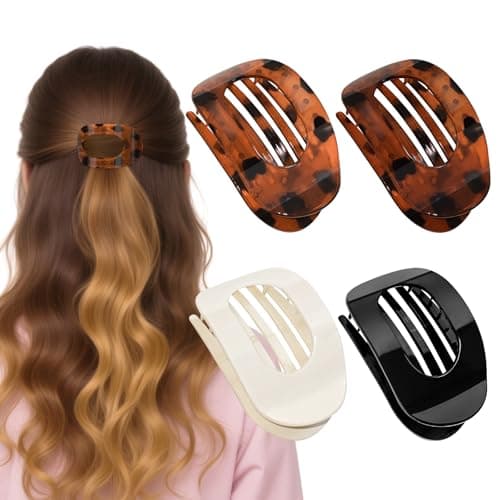 Image of Tizanfenor 4 Pcs Flat Hair Claw Clips for Women's Thick Hair, Curved Strong Hold, Non Slip Design for Women and Girls