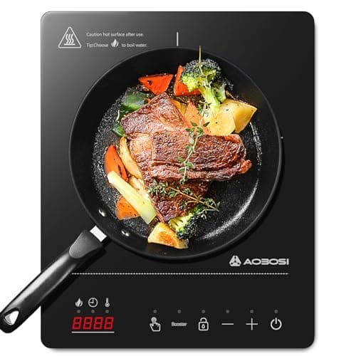 Image of Aobosi Induction Hob,Single Induction Cooker with Portable Ultra-thin Body(32 * 26 * 4.2),20 Power and Temperature levels,Booster Function 2000W,Safety Lock,10H Timer