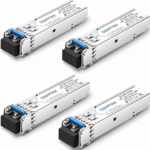 Image of QSFPTEK 4Pack 1000BASE-LX/LH Gigabit SFP Module, 1310nm, 10km, DDM, Single-Mode LC Mini-GBIC Transceiver for Cisco GLC-LH-SMD/GLC-LX-SM-RGD, Ubiquiti UF-SM-1G, Netgear, Mikrotik, Supermicro