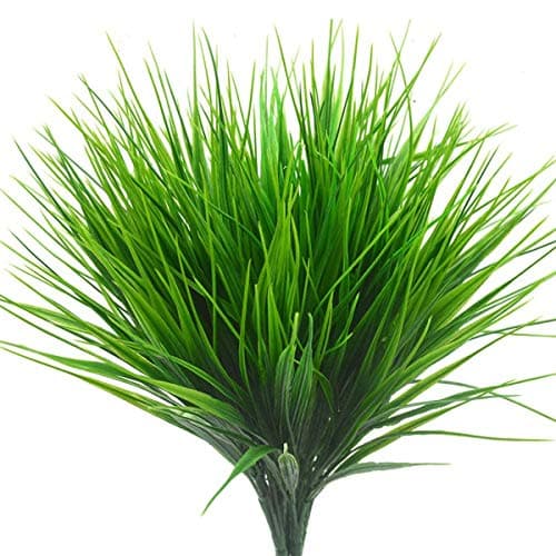Image of HBell 12pcs Artificial Plants, Plastic Wheat Grass Greenery Shrubs UV Resistant Fake Outdoor Plants for Farmhouse Home Garden Wedding Indoor Outside Decor (Grasses)