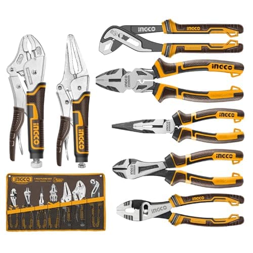 Image of INGCO 7Pcs High Leverage Pliers Set Locking Pliers Set Roll Up Pouch Included COS23036