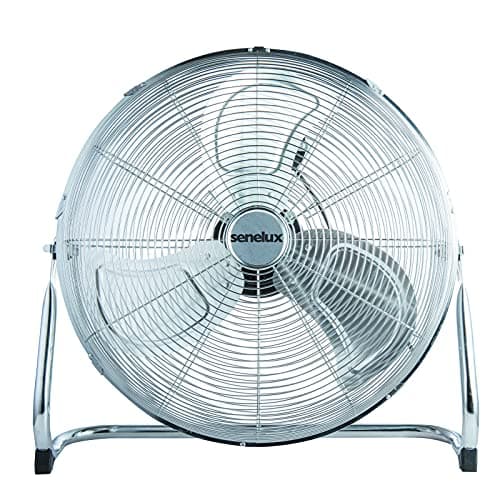 Image of Senelux Floor Fan - Chrome Gym Fan - Electric Portable Cooling Fan for Home/Gym/Office Use - 3 Speed Settings with Tilting Feature - High Velocity Cold Air Circulator