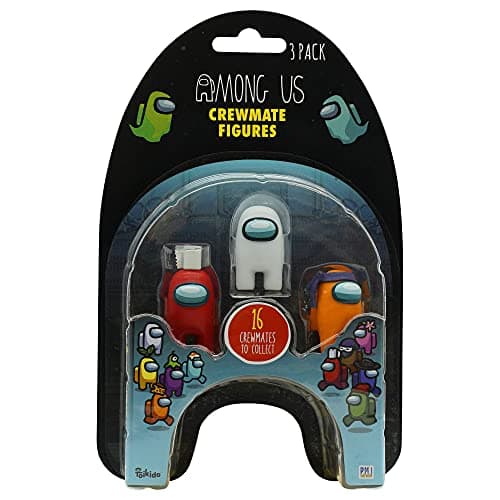 Image of Among Us Crewmate Figures 3 Pack AU2020, Official Merchandise Perfect Collectable Figure Gift Game Fan (Red-White-Orange)