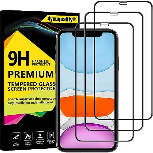 Image of 4youquality [3-Pack][Full Coverage] Screen Protector for iPhone XR & iPhone 11, Tempered Glass Film [Full Coverage][Impact-Resistant][Anti-Shatter]