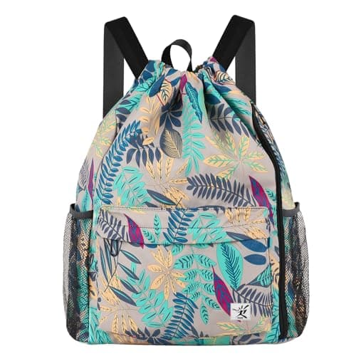 Image of Risefit Drawstring Backpack with Mesh Pockets String Gym Bag Sackpack Sandproof Water Resistant Beach Backpack for Men Women