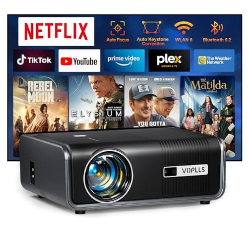 Image of [Netflix Official & Auto Focus/Keystone] Smart Projector 4K Support, VOPLLS 25000L Native 1080P WiFi 6 Bluetooth Outdoor Projector, 50% Zoom Home Theater Movie Projectors for Bedroom/iOS/Android/PPT