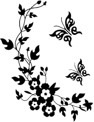 Image of Black Wall Stickers Butterfly Flower Wall Decals Removable Mural DIY Decor