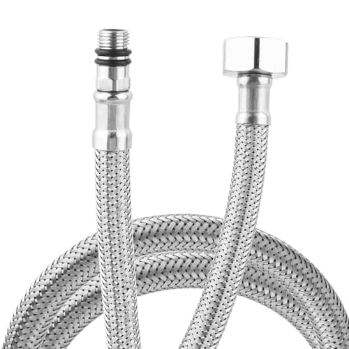 Image of Pack of 2 Kitchen/Basin Monobloc Mixer Tap Connectors Flexible Pipes Tails British Standard Pipe M10 x1/2 Fitting 500mm Long (500mm)