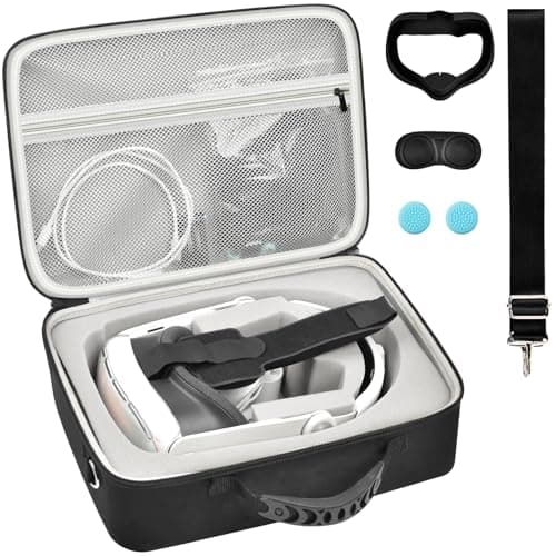 Image of Carrying Case Compatible with Oculus Quest 2 Advanced All-in-One Virtual Reality Headset/for Touch Controllers/for Elite Strap VR2 Accessories with Silicone Face Cover, Lens Protector (No Device)
