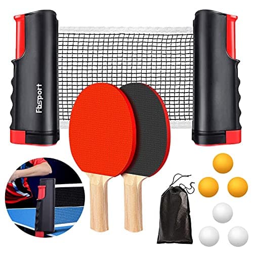 Image of FBSPORT Table Tennis Set, Ping Pong Bats Set with 2 Paddles, 1 Retractable Net, 6 Balls, 1 Carrying Bag, for Trainer Adults Families Indoor Outdoor