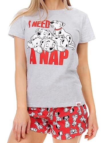 Image of Disney Pyjamas Womens | 101 Dalmatians Short Pjs for Women Sets | Women's Nightwear Grey Size X-Large
