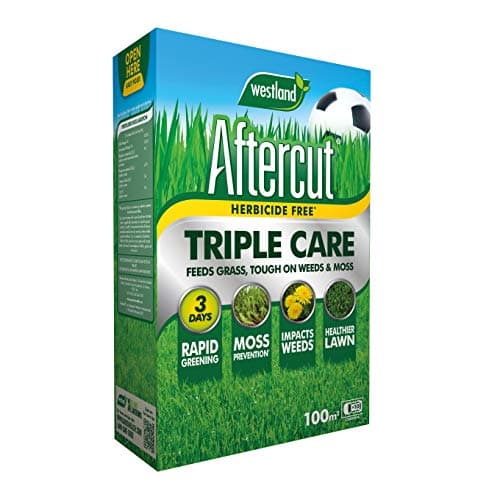 Image of Aftercut 20400504 Herbicide Free Lawn Triple Care 100m2 Spreader Box, Yellow, 3.5 kg