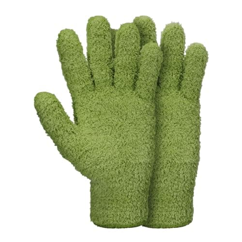 Image of Abeillo Microfiber Gloves for Plants Dusting Cleaning, Reusable Washable Cleaning Gloves Mittens House Cars Blinds Dusting(Leaf Green)
