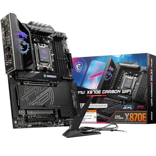Image of MSI MPG X870E Carbon WiFi Motherboard, ATX - Supports AMD Ryzen 9000/8000/7000 Processors, AM5-110A SPS VRM, DDR5 Memory Boost 8400+MT/s (OC), PCIe 5.0 x16 & 4.0 x16, M.2 Gen5, Wi-Fi 7, 5G LAN