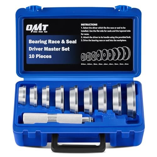 Image of Orion Motor Tech Bearing Press Kit, 10pc Bearing Race and Seal Driver Set with Seal Driver and 9 Bearing Adapters, Seal Installer Bearing Driver Kit for Bearing Installation, with Blue Case