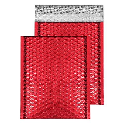 Image of Blake Purely Packaging C5+ 250 x 180 mm Peel and Seal Metallic Padded Bubble Envelopes (MBR250) Festive Red - Pack of 100