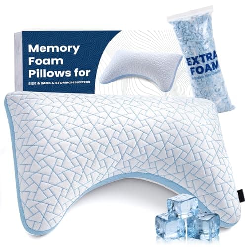 Image of Cooling Side Sleeper Pillows for Neck and Shoulder Pain Relief, Shredded Memory Foam Pillow with Cervical Support, Adjustable Neck Bed Pillows for Restful Sleep, Breathable Washable Cover, Queen Size