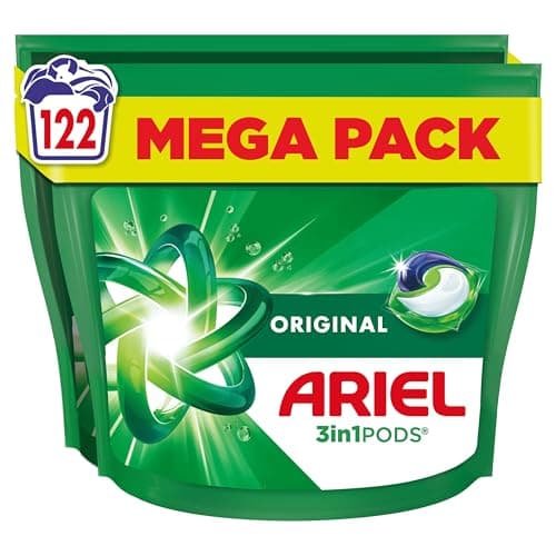 Image of Ariel All-in-1 PODS®, Washing Liquid Laundry Detergent Capsules 122 Washes (61x2), Original, Outstanding Stain Removal In 1 Wash, Brrrilliant In Cold & Short