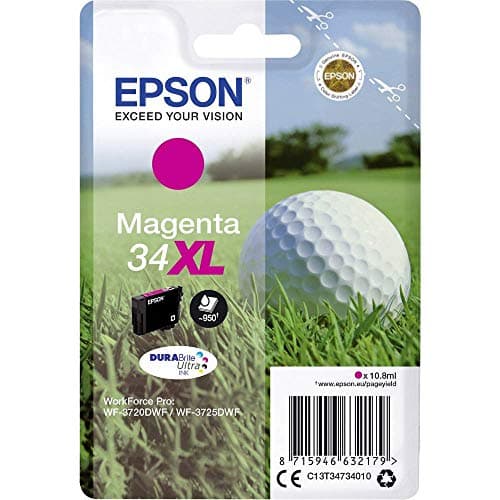 Image of Epson 34XL Magenta Golfball Genuine High Yield, DURABrite Ultra Ink Cartridge