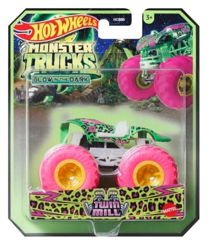 Image of Hot Wheels Monster Trucks Glow in The Dark 1:64 Scale Trucks Twin Mill 2024