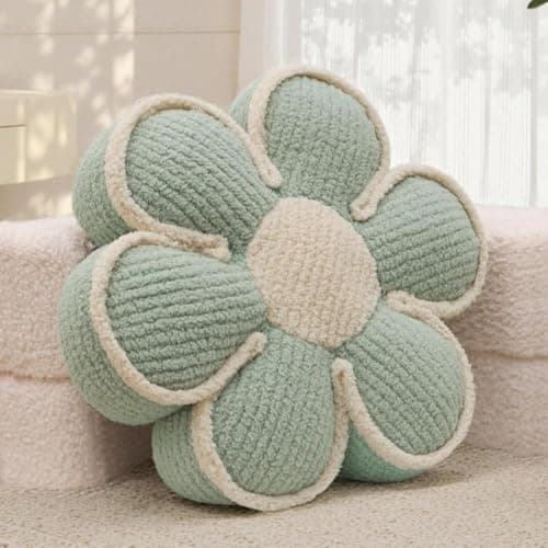 Image of Aryan Sage Green Flower Cushion Floor Seat Cushions, 16In Cute Decorative Throw Pillows for Teen Girls Room Bedroom Decor Sofa Couch Chair Bed Aesthetic (Sage Green)