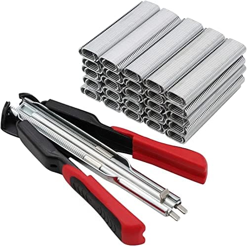 Image of BREUAILY Hog Ring Pliers Kit Automatic Fencing Pliers with 2500pcs C Type Nails for Wire Mesh Animal Cages Car Mattresses Sofas