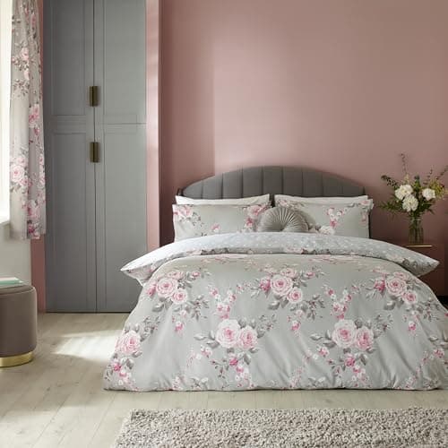 Image of Catherine Lansfield Canterbury Easy Care King Duvet Set Grey