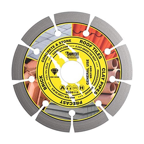 Image of 1 x SabreCut SCDS115 115mm (4.5 inch) x 10mm x 22.23mm Bore Segmented Diamond Angle Grinder Circular Saw Blade