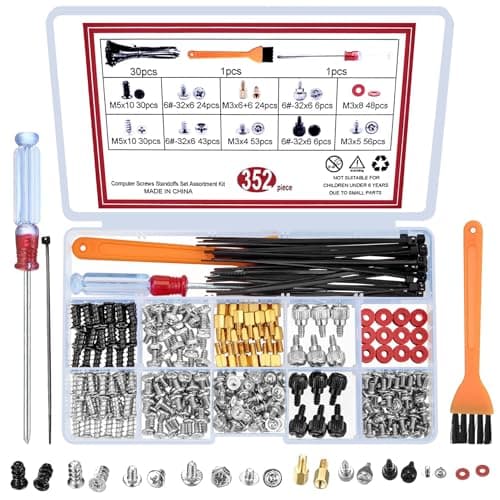 Image of TOOINKCV 352 Pcs PC Screws Set, Personal Computer Standoffs Screws Kit, Laptop Notebook Motherboard Standoffs Screws Kit for Hard Drive Computer Case Motherboard Fan Power Graphics CD-ROM