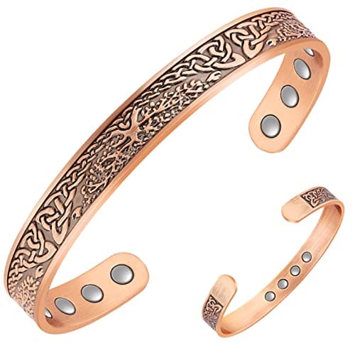 Image of Jeracol Copper Bracelet for Women Men,Tree of Life Magnetic Bracelet with 12pcs Ultra Strength Magnets,Adjustable Bangle with Jewellry Box