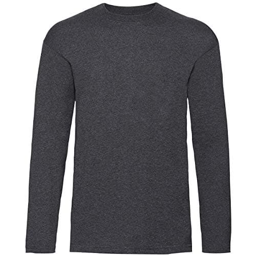 Image of Fruit of the Loom Mens Valueweight Crew Neck Long Sleeve T-Shirt (4XL) (Heather Grey)