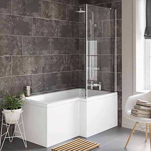 Image of 1600 mm Right Hand L Shaped Bath Shower Bathtub Screen Bathroom Front Panel Baths