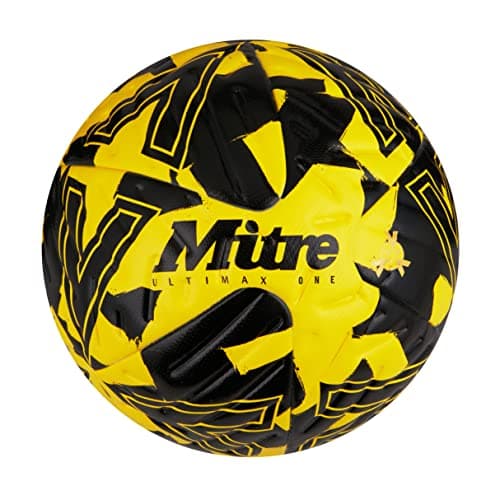 Image of Mitre Ultimax One Football | Hyperflow Grooves | Match Ball, Yellow/Black, 5