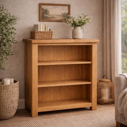 Image of Home Furniture Group Ltd Oakcroft Small Bookcase – Rustic 2 Shelf Storage Unit – Fully Assembled Slim Design