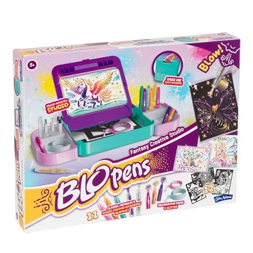 Image of John Adams BLOPENS Fantasy Creative Studio: A Compete Studio Set to Create Amazing Airbrush Pictures | Arts & Crafts | Blow Pens for Kids Colouring Pens Set | Ages 5+