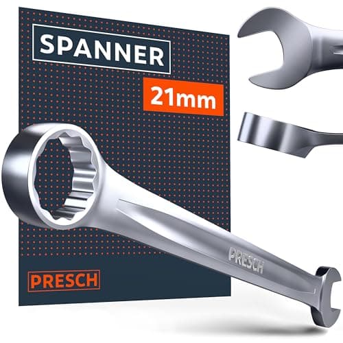 Image of PRESCH Combination Spanner 21mm - Precision-machined & exceptionally Robust Spanner - 15° Angled for Tight-Space Work - Professional Metric Combination Wrench