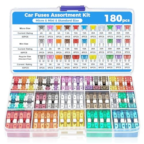 Image of Flaconi 180PCS Car Fuses,Micro Fuses for Cars,Auto Blade Small Fuse Assorted,Automotive Replacement 2A 3A 5A 7.5A 10A 15A 20A 25A 30A 35A 40A Fuse Assortment Kit,Suitable for Cars,Trucks,SUVs