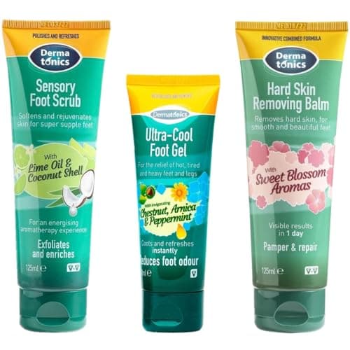 Image of Dermatonics Soft & Smooth Feet Bundle - Hard Skin Removing Balm 125ml + Sensory Foot Scrub 125ml + Ultra Cool Foot Gel 70ml