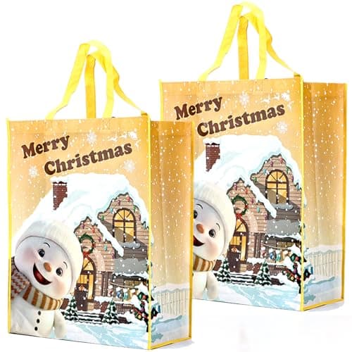 Image of YOOYEH 50x40cm Christmas Tote Bag, Extra Large Reusable Grocery Bag with Handle, Present Bag, Shopping Bag for Holiday Xmas Event Party for Xmas Gift Delivering Shopping
