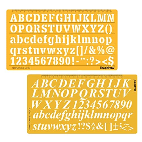 Image of Liquidraw Letter Stencils for Calligraphy - Bold & Italic (Combo) - English Lettering Stencil | Alphabet Number Symbols Drawing Template | Capital Upper & Lower Case | 20 mm & 15 mm Large Letters