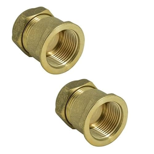 Image of hep® 22mm Compression by 3/4" BSP Brass Female Iron Coupler Straight Adaptors 22mm x 3/4" Female (Pack of 2)